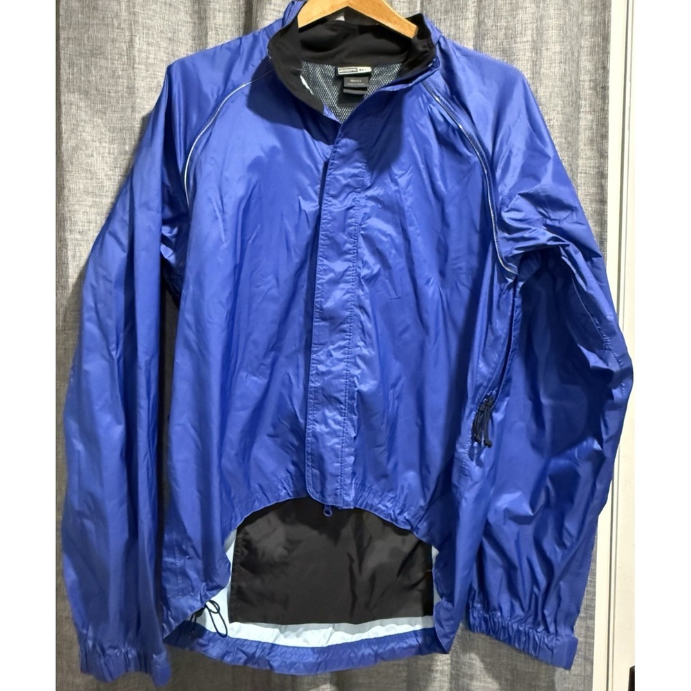 REI Jacket Mens Large Blue‎ Full Zip Rain Coat Water Proof Shell Vented Pockets